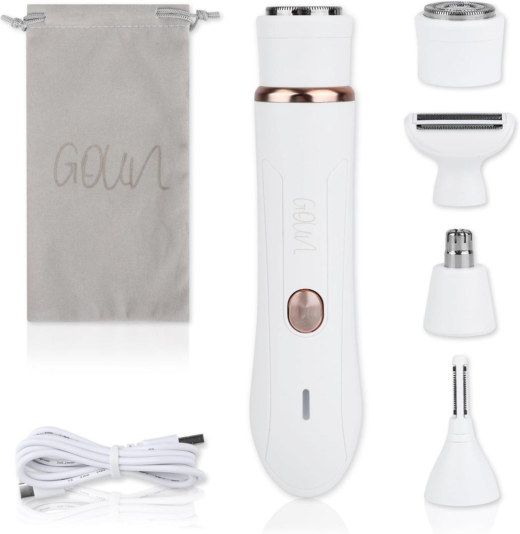 2 x 4-in-1 Facial Hair Removal for Women, Electric Painless Shaver, USB Rechargeable, Lip Chin Cheek Trimmer
