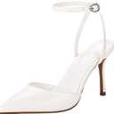 Closed Toe Slingback Heels Wedding High Stiletto Heel for Women Pumps 3.3 Inch Ankle Strap Pointed Toe Heels (11, White)