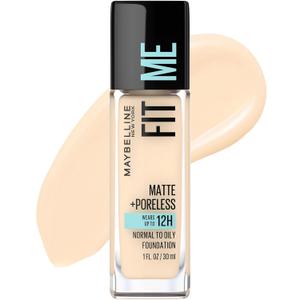 Maybelline Fit Me Matte + Poreless Liquid Oil-Free Foundation Makeup, Porcelain, 1 Count 
