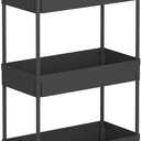 Buzowruil Rolling Storage Cart 3 Tier Organizer Mobile Shelving Unit Storage Rolling Utility Cart with Wheels for Kitchen Bathroom Laundry,Black