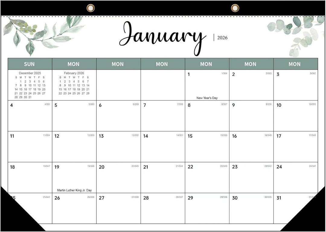 Desk Calendar 2026, Large Desk Calendar 12x17, 18 Months Desktop Calendar from JAN 2026 - JUN 2027, Floral Monthly Wall Calendars for Office School Home, Watercolor Flower