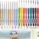 Mdoker 18 Sizes Ergonomic Crochet Hook Set with Case,0.8mm-6mm Crochet Hooks for Arthritic Hands, Crochet Needles for Beginners,Mothers Day Gift,Crochet Lovers