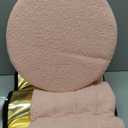 Round Ottoman with Storage, Foldable Vanity Stool with Soft Padded, Boucle Foot Stool for Dorm Room, Living Room and Bedroom, Pink, 15.7" x 17"H