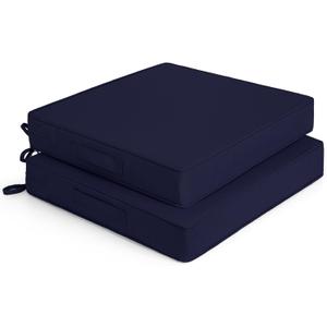 Detiblue Outdoor Chair Cushions Set of 2, 20x20x3 Outdoor Seat Cushions for Patio Furniture, Waterproof Patio Chair Cushions with Ties & Handle (Deep Blue)