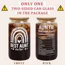 Pawzity Aunt Gifts - Auntie Gifts from Niece Nephew - Birthday, Mothers Day, Christmas Gift for Auntie Aunty - Gift for New Aunts, To Be Aunts - 16 Oz 2-sided Can Glass