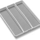 madesmart Classic Large Utensil Tray, Soft Grip, Non-Slip Kitchen Drawer Organizer, 3 Compartments, Multi-Purpose Home Organization, BPA Free, White