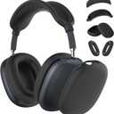 Silicone Case Cover for AirPods Max Headphones, Ear Pad Case Cover/Ear Cups Cover/Headband Cover for AirPods Max 2/1 (2026/2024/2020)(USB-C/Lightning), Silicone Accessories for Apple AirPod Max, Black