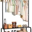 Metal Standing Clothes Rack, Rolling Clothing Rack for Hanging Clothes, Portable Clothes Rack with Storage Shelves, Black