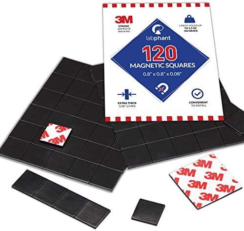Magnetic Squares, 120 Pieces Magnet Squares (Each 20 x 20 x 2mm) on 4 Tape Sheets, with 3M Strong Adhesive Backing. Perfect for DIY, Art Projects, whiteboards & Fridge Organization (120 Pieces)