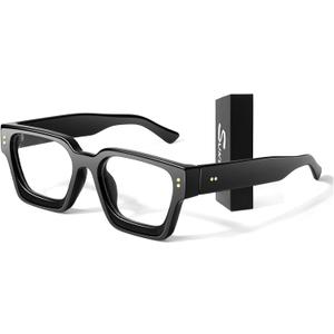 Oversized Thick Square Fake Glasses for Women Men,Fashion Preppy Clear Lens Eyeglasses with 100% UV400 Protection