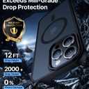 Strong Magnetic for iPhone 15 Pro Max Case, [Compatible with MagSafe] [Military-Grade Drop Tested] Shockproof Protective Slim Translucent Matte Cover for iPhone 15 Pro Max Phone Case, Black