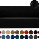 Joccun Stretch Couch Cover Slipcovers, 1-Piece Sofa Covers for 3 Cushion Couch Spandex Jacquard Washable Furniture Protector Cover for Living Room, Kids, Pets(Sofa, Black) (Large78"-94")