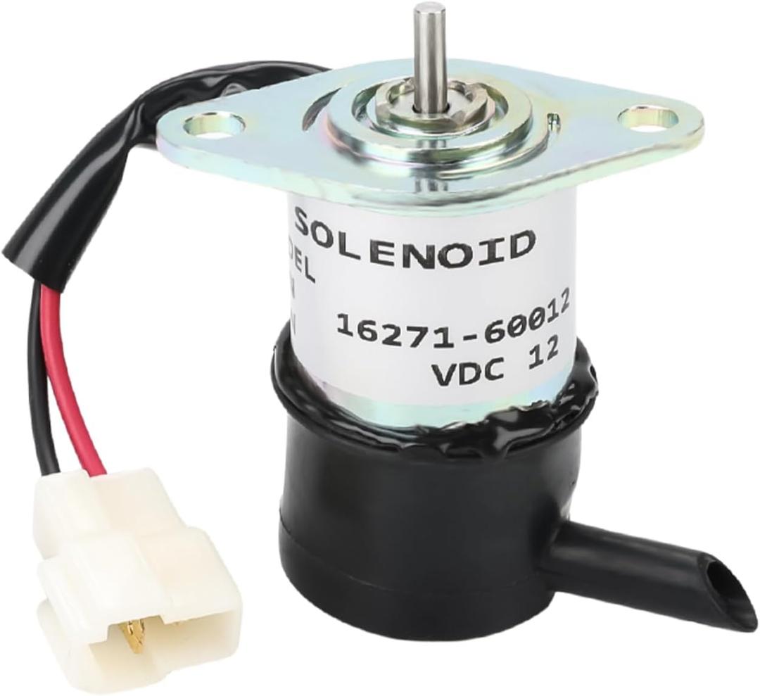 12V Fuel Shut Off Solenoid Compatible with Kubota D1105 D1005 V1505 F2400-BI F2400 FZ2400 FZ2100 ZD25F ZD28 ZD28F ZD326HL ZD326P Replacement for 16271-60010 16271-60012 052600-4151 0526004151
