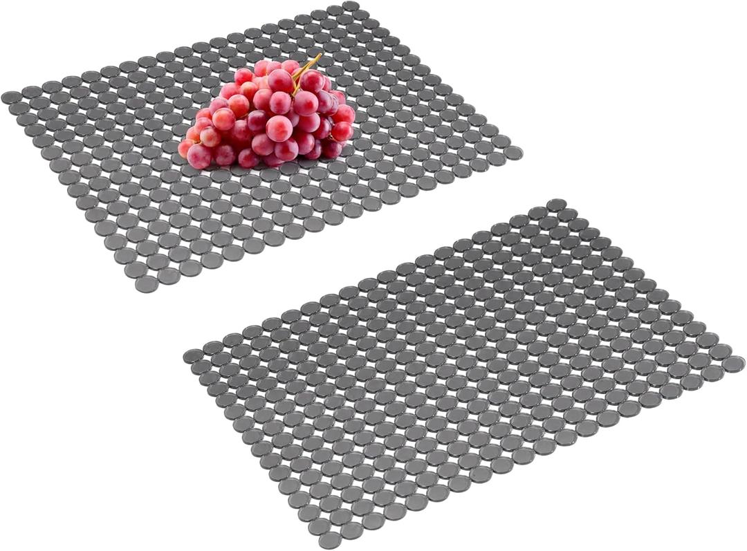 QSY 2Pack Kitchen Sink Mats Adjustable PVC Sink Protector for Stainless Steel/Ceramic Sinks, Non-Slip Dish Drying Pad, Fast Draining & Easy to Clean, DIY Cut-to-Fit Design, 15.7" x 11.8" (Grey)