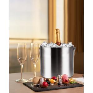 3L Double Wall Ice Bucket with Silicone Lid,  Ice Buckets for Parties & Cocktail Bar,[Silicone Lid for Longer Ice] Large Wine Bar Bucket Stainless Champagne Chiller