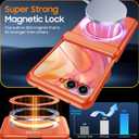 CENMASO for Motorola Razr+ Plus 2025 Case/Razr + Plus 2024 Case with Hinge Protection & Built-in Screen Protector & Magnetic Ring Stand, Slim Rugged Shockproof Phone Case for Razr + 2025/2024-Orange