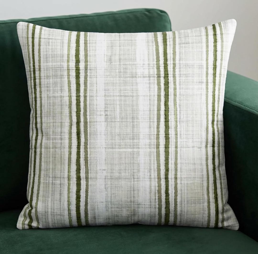 Americanflat 18x18 Throw Pillow with Sewn-in Insert - All-in-One Decorative Pillows - No Cover Needed - Soft and Durable Cushion for Bed or Sofa - Polyester - Green and White