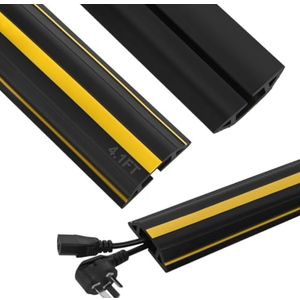 Floor Cord Cover 20ft Heavy Duty Pvc Floor Cable Protector Electric Cord Hider Cable Management Floor Strip Extension Cord Covers Cable Raceway For Wires On Floor Inner Channel 1.36" w x 0.43" h