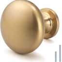 Solid Brass Cabinet Knobs 15 Pack, Brushed Gold Drawer Knobs, Antique Brass Dresser Knobs, Warm Gold Kitchen Furniture Hardware, Diameter 1-1/5"