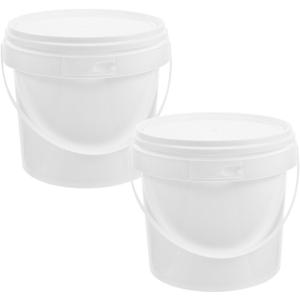 HEMOTON White Plastic Pail 2pcs White Plastic Bucket with Handle Lid 2L Industrial Paint Pail Container Bucket Pigment Buckets Empty Paint Can for Storage Fish Water