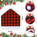 CCINEE 6pcs Christmas Chair Back Cover, Black and Red Grid Chair Slipcovers Hat Buffalo Plaid Christmas Back Covers Christmas Dining Chair Protector Elastic for Dining Room Xmas Party Table Decor
