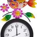 Outdoor Clock with Cardinal and Flowers, Cardinal Birds Outdoor Wall Clock Waterproof, Silent No-Ticking Outdoor Clocks for Garden, Fence, Patio, Living Room