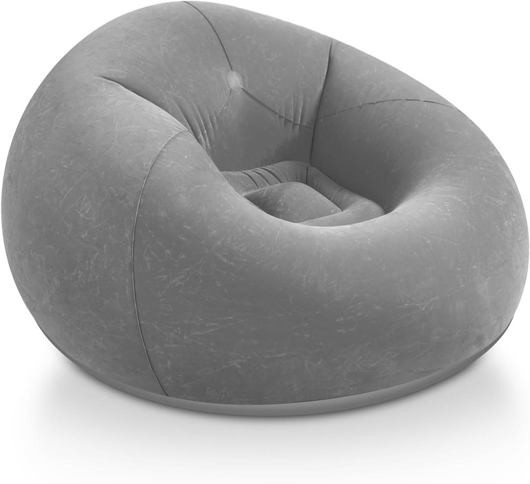 Realspring Inflatable Bean Bag Chairs for Adult Blow up Chairs Lazy Sofa Folding Portable Inflatable Chair for Movie Outdoor Room Bedroom Reading Camping(Grey), 39.37 x 21.65 x 11.02 inches