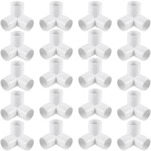 JOIKIT 20 Pack 1 Inch 3 Way PVC Elbow Fittings Corner Fittings, Furniture Grade PVC Pipe Connectors for Furniture Assembly, Greenhouse Pipe Connection, Tent Building