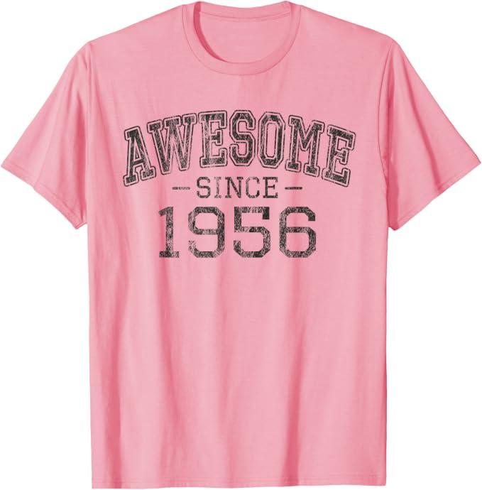 Awesome since 1956 Vintage Style Born in 1956 Birthday Gift T-Shirt (Pink, S)