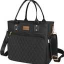 EASYA Large Insulated Lunch Bag for Work, Women's Nylon Thermal Lunch Box, Leakproof Cooler Tote Bag with Storage Pocket (Black) (Newly Upgraded Noir Black)