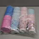 50 Pcs Christmas Disposable Coffee Hot Drink Cups, 12 Oz Xmas Winter Insulated Corrugated Ripple Wall Pink Blue Paper Cups with Pink Blue Lids for Christmas Party Home Office Decoration Supplies