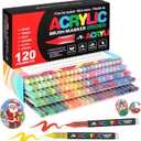 Amamao 120 Colors Acrylic Paint Markers, Soft Brush Tip Pens and Markers, Acrylic Paint Pens for Wood, Stone, Canvas, Glass, Fabric, Egg, Rock Painting and DIY Crafts Art Supplies