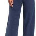 Promover Wide Leg Sweatpants for Women Loose Fit Casual High Waisted Yoga Pants with Pockets Stretch Comfy Work Pants (Navy Heather, S, 29")