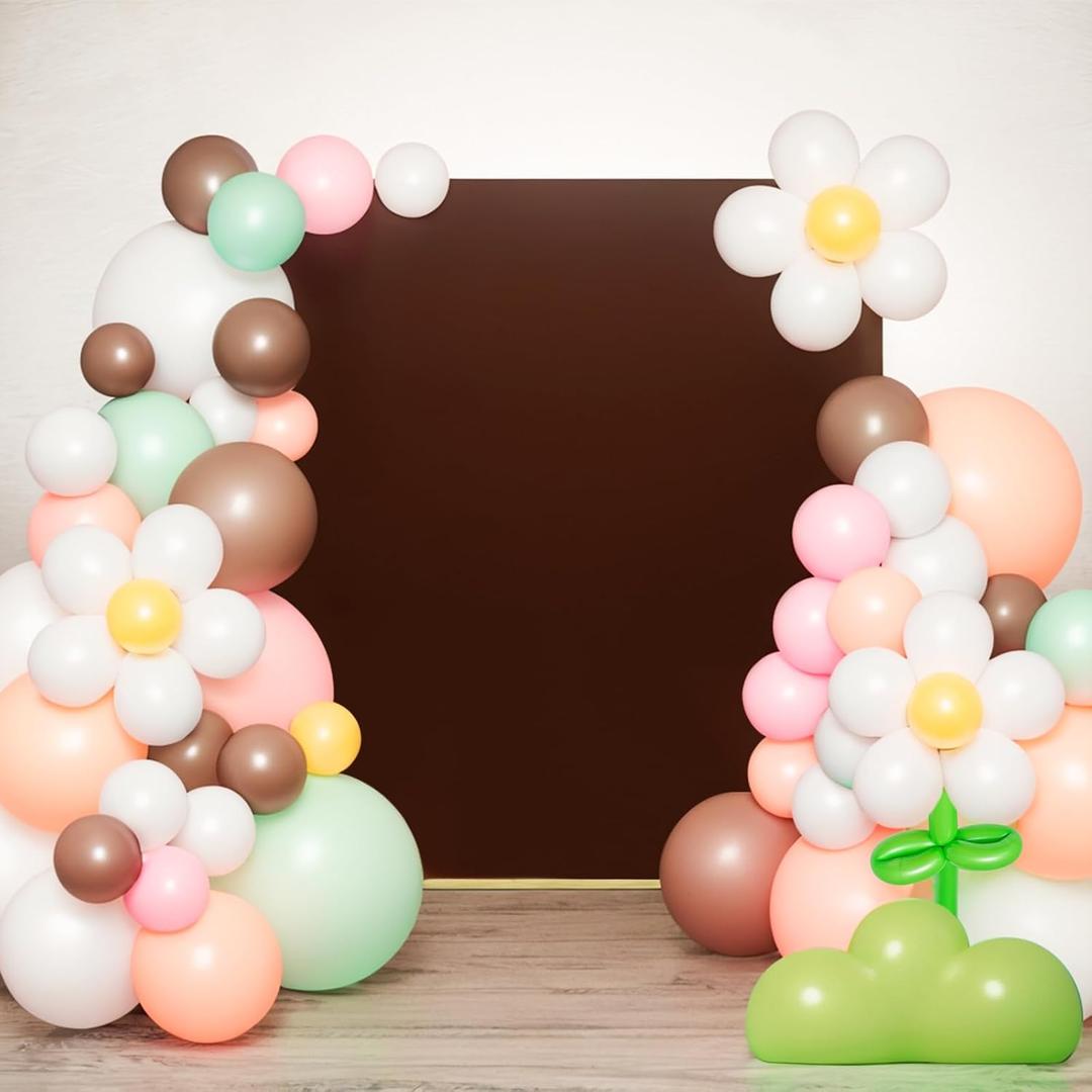 Babenest Wedding Arch Backdrop Cover, 6.6x6.6FT Brown Two-Sided Spandex Cover for Square Metal Arch Stand, Fitted Balloon Arch Cover for Party Ceremony Birthday Baby Shower Anniversary Decoration