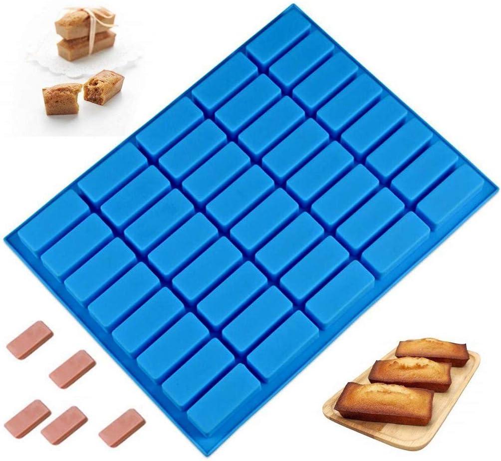 Mity rain 40 Cavities Rectangle Silicone Mold - Caramel Candy Trays Molds for Chocolate Truffles, Ganache, Jelly, Praline, Ice Cube Tray, Gummy(blue) (1PC)