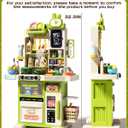 33.8IN Kids Kitchen Playset, 63PCS Kid Play Kitchen with Realistic Lights & Sounds, Spray Sink Toy Kitchen Accessories, Pretend Food Toys Kitchen for Boys Girls Toddlers(Green)