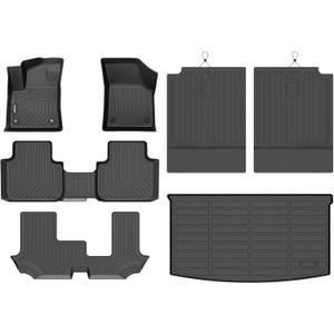 Binmotor-All Weather Floor Mats & Cargo Liner for Volkswagen Atlas 2018-2025 (7 Passenger Bench Seating), 3 Rows Full Set Car Mats TPE, Heavy Duty Car Floor Liners Guard for VW Atlas Accessories