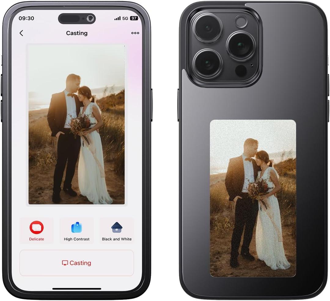 Ink Phone Case for iPhone 14 PRO MAX, Smart Picture Case with APP Control, Strong TPU Protection, Black