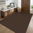 KOZYFLY Washable 4x5 Entry Woven Area Rug, Braided Throw Rugs for Entryway, Non Slip Door Mat Indoor Entrance, Flatweave Carpet for Foyer, Bedroom, Dining, Office, Brown/Dark Brown