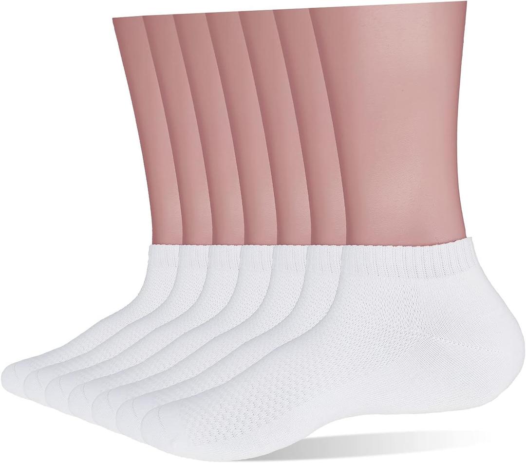 Ait fish 100% Cotton Ankle Socks for Women and Men Thin Breathable Daily Low Cut Socks (8-12, White)