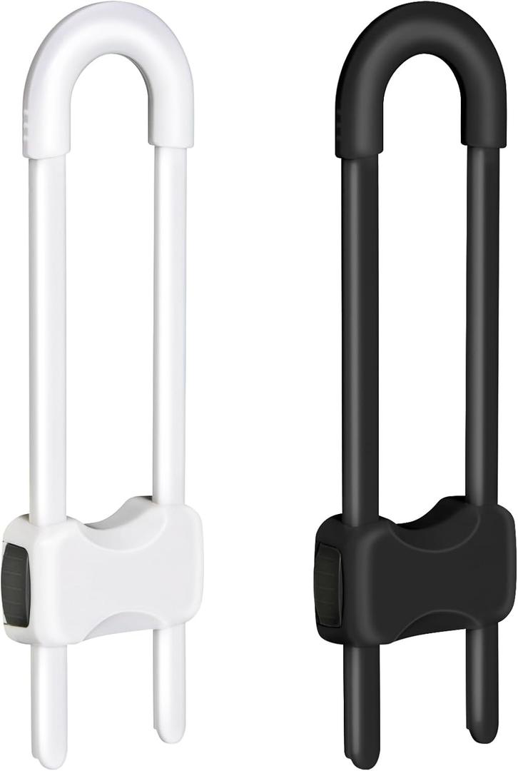 Baby Proofing Cabinets,Cabinet Locks for Babies,2 Pack U-Shaped Child Locks for Cabinets, Child Proof Cabinet Latches,Child Safety Cabinet Locks with Adjustable by SPISPI (1 White,1 Black)