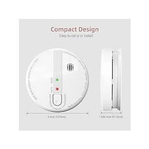 Smoke Detector, Hardwired Interconnected Smoke Detectors, Smoke Alarm with Replaceable 9V Battery, Interconnects Up to 12 Fire Alarms Smoke Detectors, Fire Alarm with Test/Silence Button, 1Pack