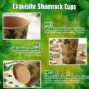 Jingmore 50 Pcs Kraft Paper St. Patrick's Day Shamrock Coffee Cups, 12oz Disposable Irish Green Clover Disposable Beverage Cups for St. Patricks Day, Irish Party, Holiday, Office