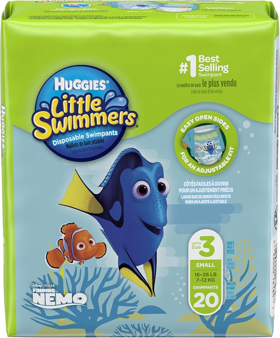 Huggies Little Swimmers Disposable Swim Diapers, Swimpants, Size 3 Small (16-26 lb.), 20 Ct. (Pack of 4)