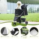 3 Wheel Pet Stroller for Dogs and Cats, Foldable, Lightweight and Durable, Ideal for Small to Medium Pets, Includes Storage Basket and Cup Holders, Black