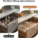 Adjustable 3-Tier Drawer Spice Organizer – Thick Plastic, Non-Slip, Fits 11"-22" Kitchen Drawers, Includes Labels & Funnel (No Jars)
