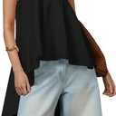 SweatyRocks Women's Asymmetrical High Low Tube Tops Open Back Strapless Flowy Bandeau Blouses (X-Large, Black)