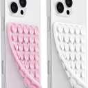 4 x JingJinYY 2 Pack Double Sided Silicone Suction Cup Phone Case Mount, Hands-Free Strong Grip Silicon Phone Holder for Selfies and Videos, Non Slip Phone Accessories (LightPink&White)