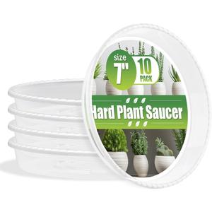 10 Pack Plant Saucer 7 Inch Clear Plant Trays for Pots Thickened Transparent Plant Saucer Tray Indoor and Outdoor Pot Saucer