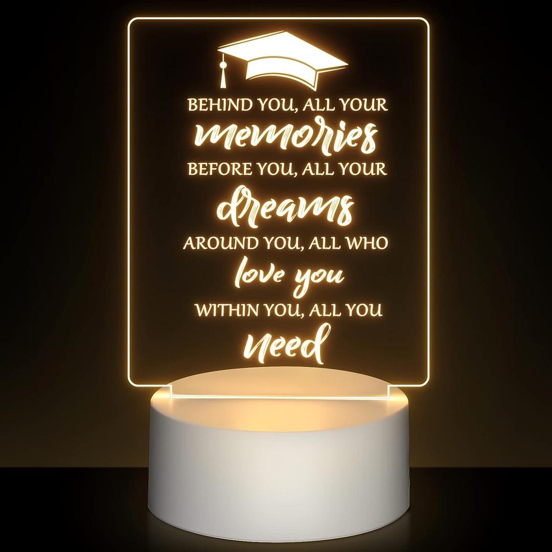 Hortsun 2025 Graduation Gifts LED Lamp Night Light Graduation Lamp Inspirational Gifts for Her Him Class of 2025 Decoration College Classmates Senior High School Masters PhD Grad